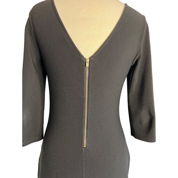 Express Black Bodycon Dress With Back Zipper & 3/4 Sleeves Size M Sexy - Picture 16 of 16